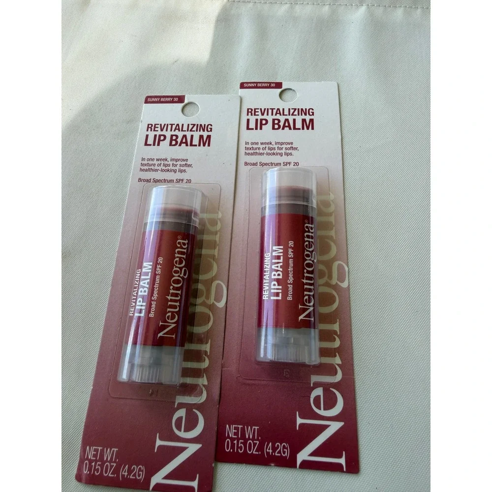 2 Pack Neutrogena Revitalizing Lip Balm Sunny Berry 30 SPF 20 Sheer Tint 0.15oz